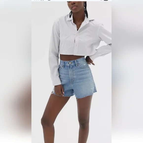 BDG Light Blue High-Rise Denim Shorts - Picture 3 of 12